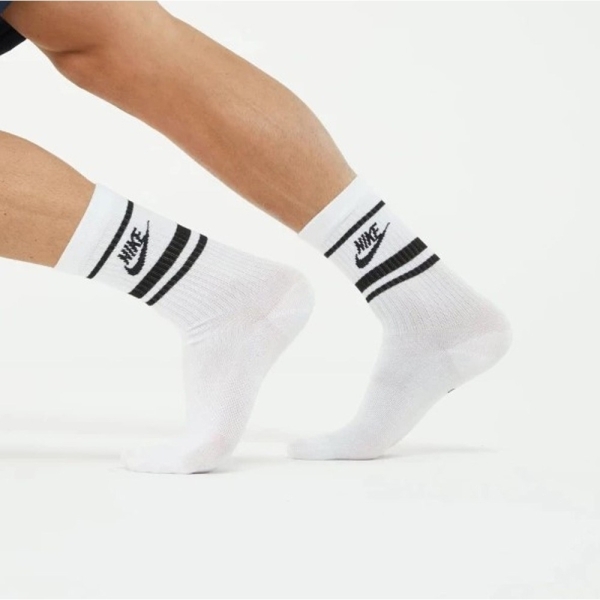NIKE 長襪 EVERYDAY PLUS 白黑 條紋 中高筒 三雙一組 襪子 DX5089-103