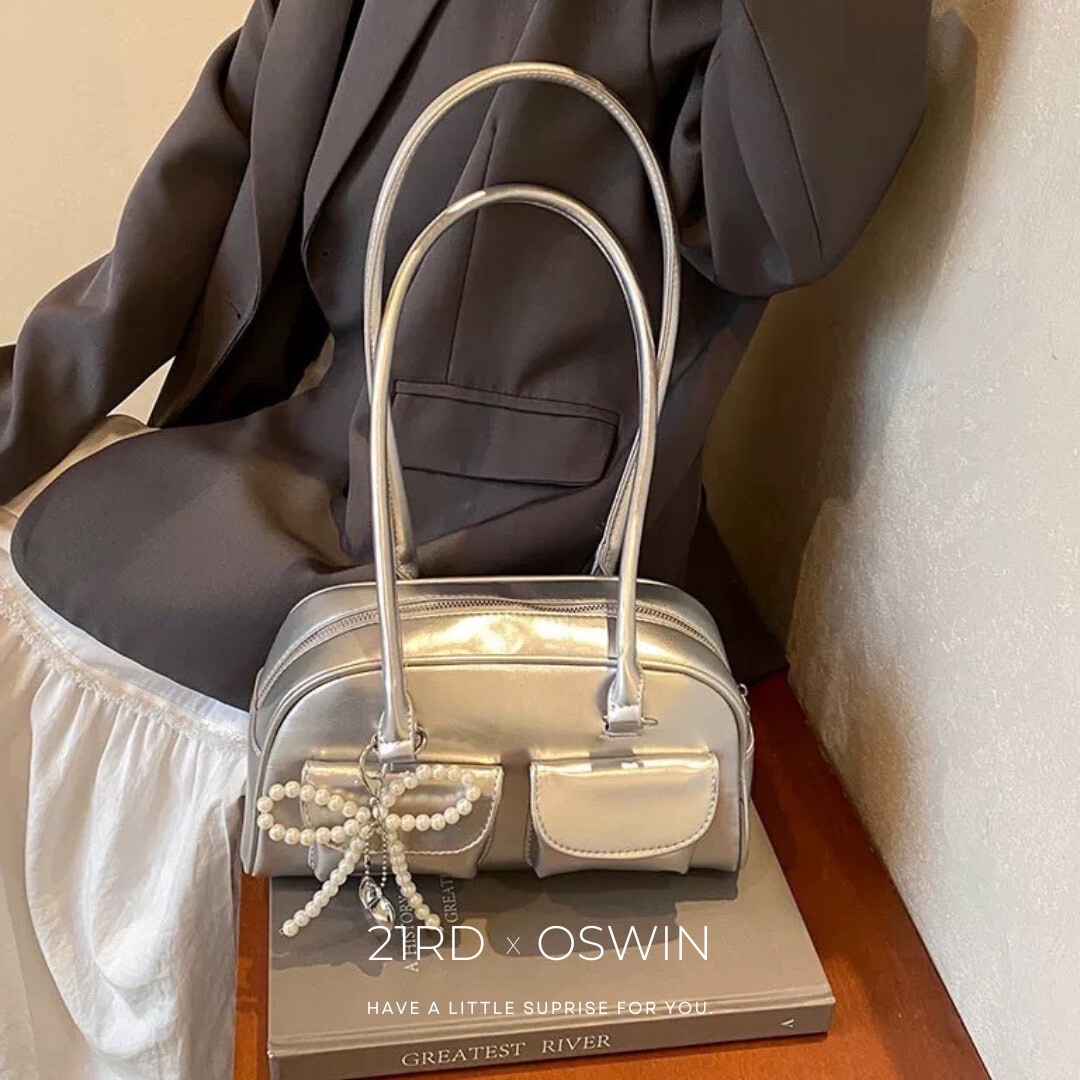 韓系 單肩保齡球包 (附小掛件)