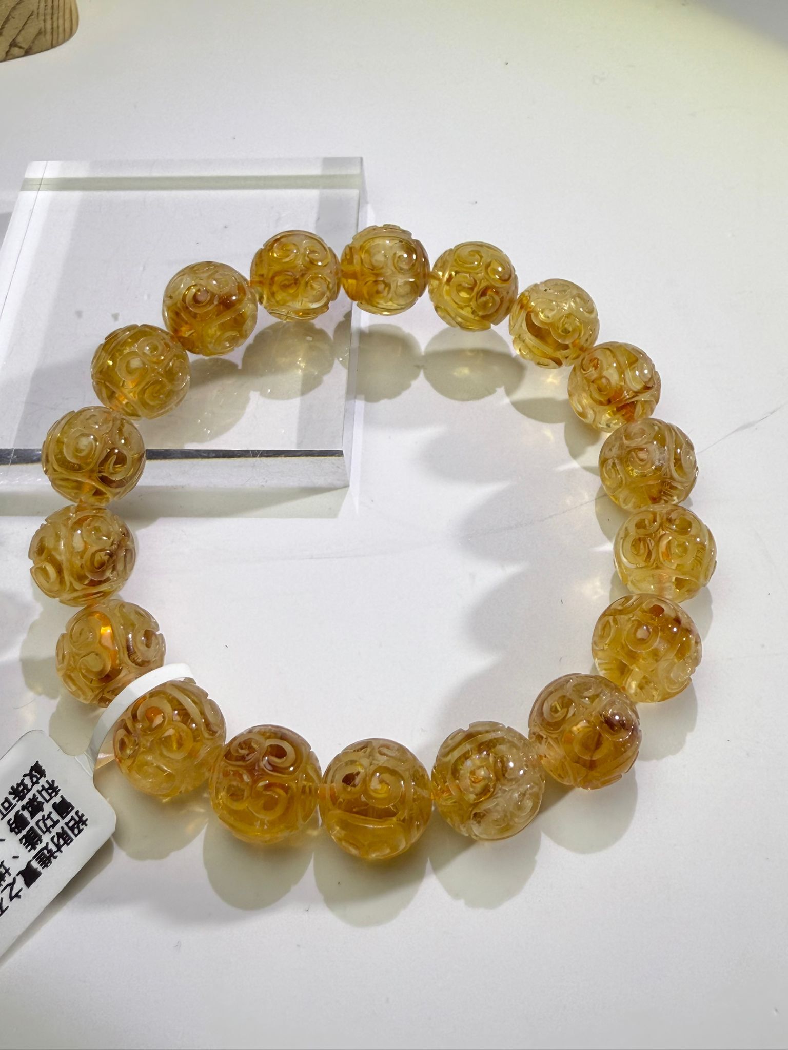11mm黃水晶回紋珠手串