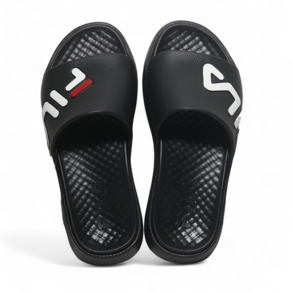 FILA 拖鞋 黑色 大LOGO 足弓支撐 防水 厚底拖鞋 男女 4S951Z001