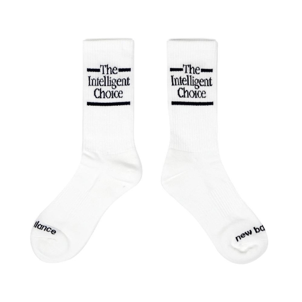 NEW BALANCE 長襪 白 標語 刺繡LOGO 中筒襪 襪子 LAS51171SST