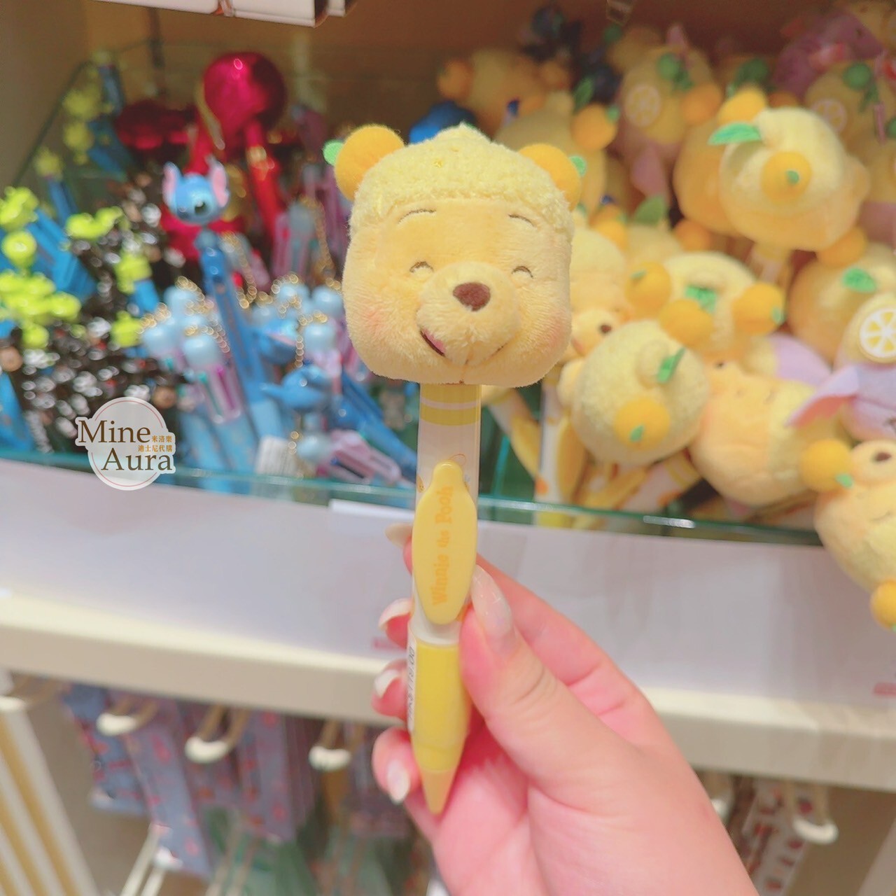 春日系列 小熊維尼 Winnie the Pooh 絨毛大頭搖頭 圓珠筆 文具用品 -香港迪士尼樂園