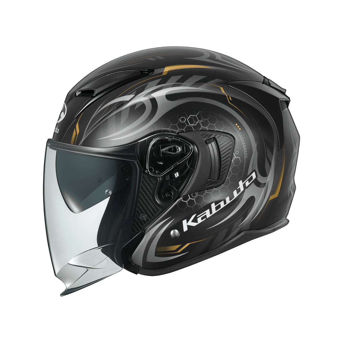 KABUTO EXCEED 2 CYBER 消光黑 金 彩繪 3/4帽款 內墨片