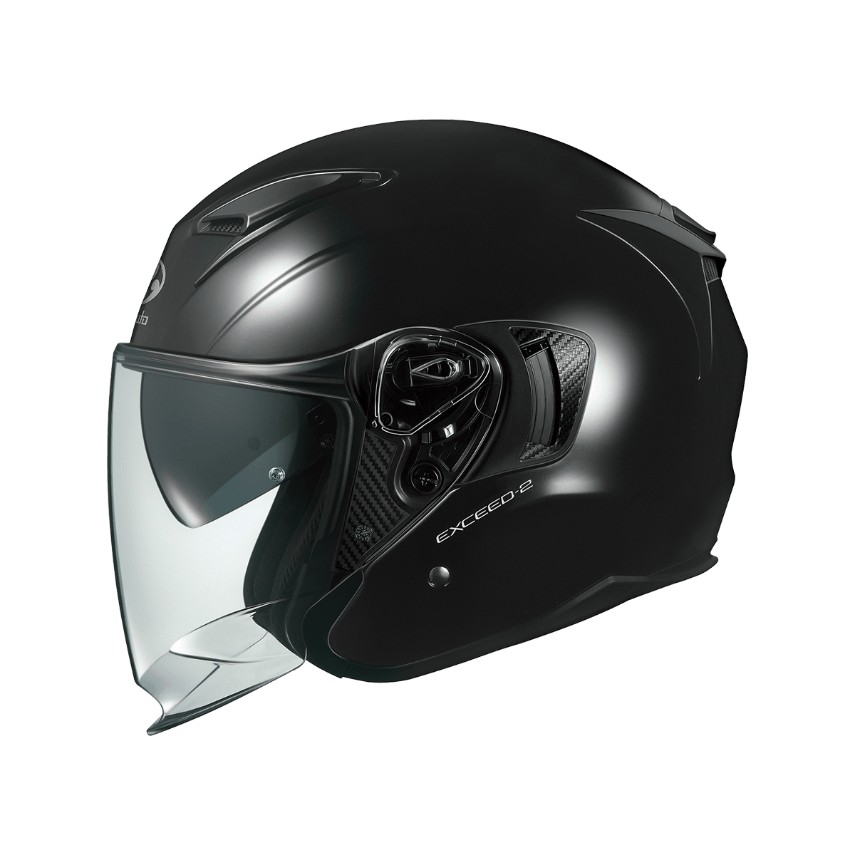 KABUTO EXCEED 2 亮光黑 素色 3/4帽款 內墨片
