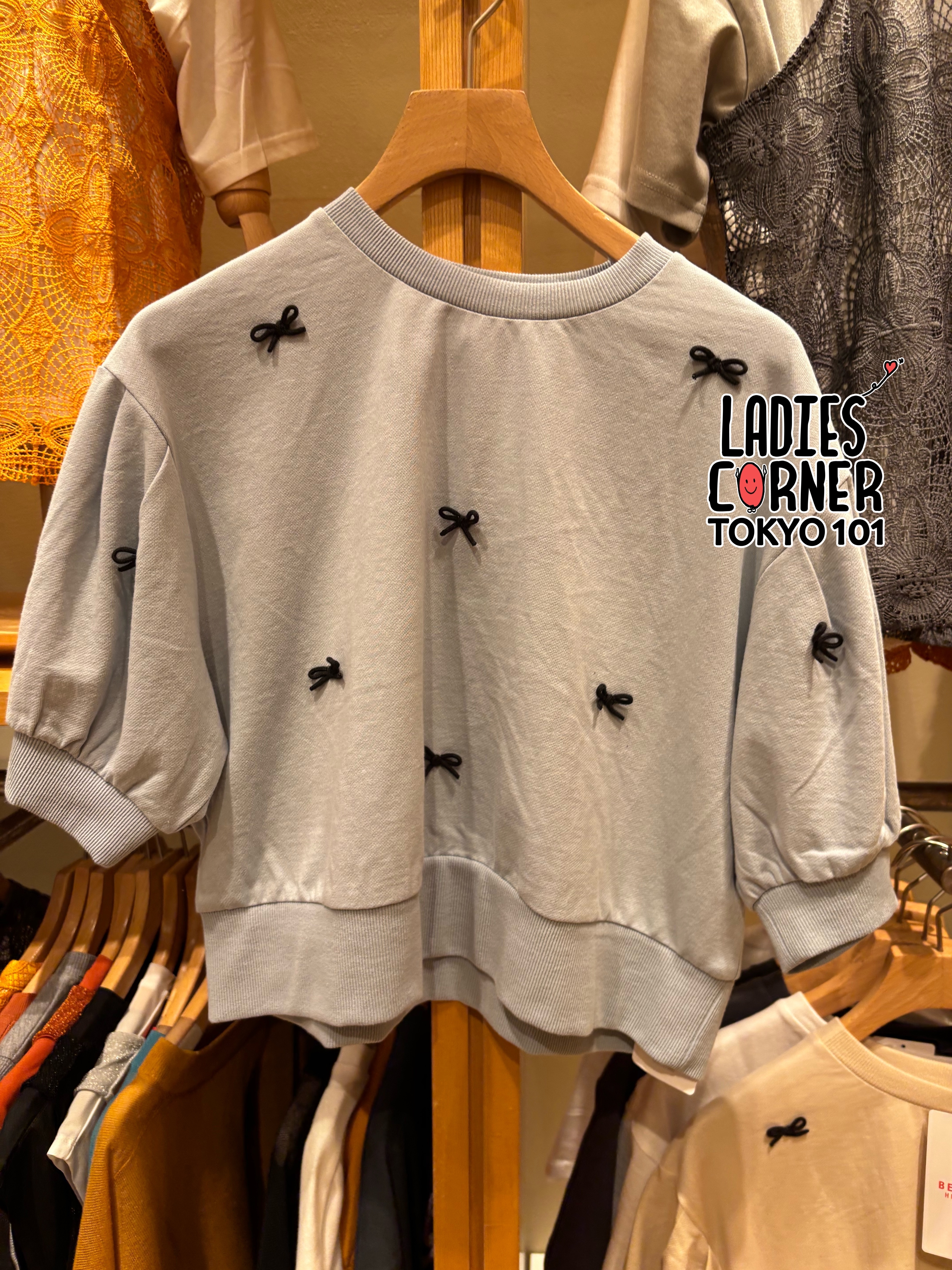 Beams Ribbon half sleeve sweatshirt