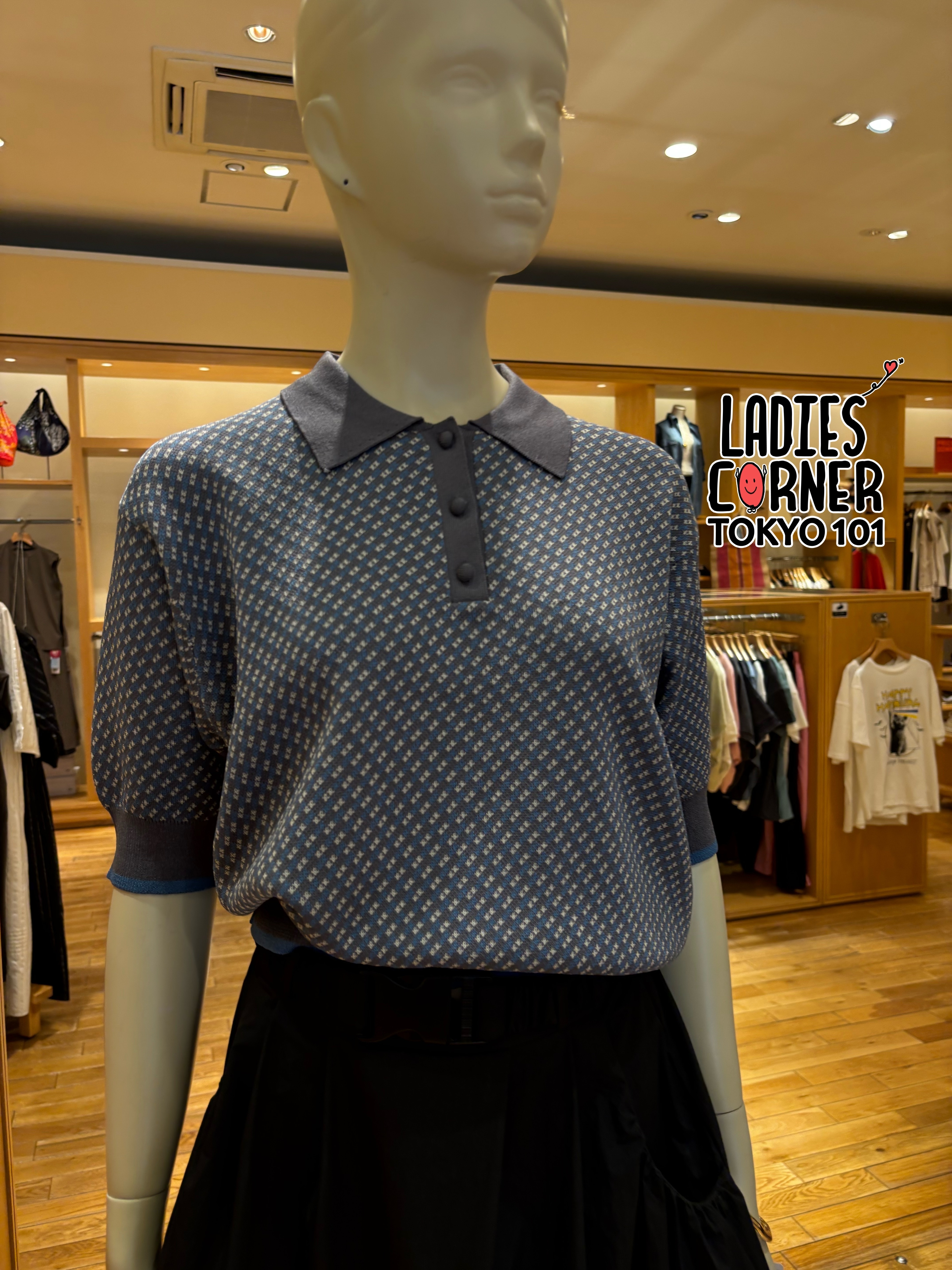 Beams jacquard knit polo shirt