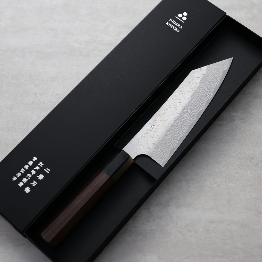 二唐刃物 文化 165mm SG Strix粉末HSS鋼 鎚目大馬士革