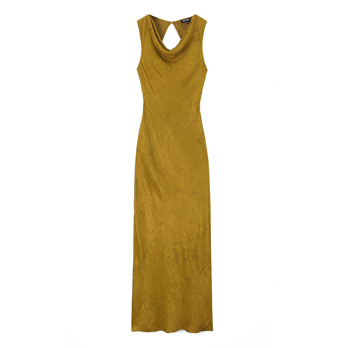 綢緞露背收腰長洋裝