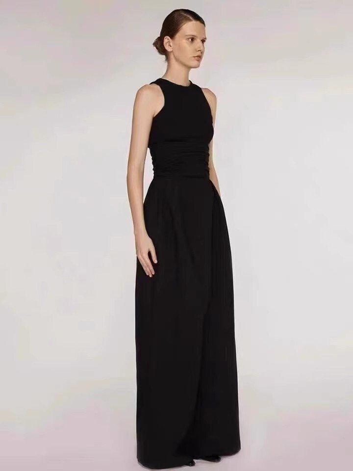 歐美俐落 彈性背心+高腰直筒褲(2件組)