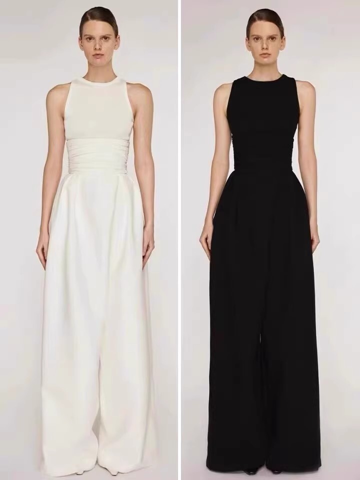 歐美俐落 彈性背心+高腰直筒褲(2件組)