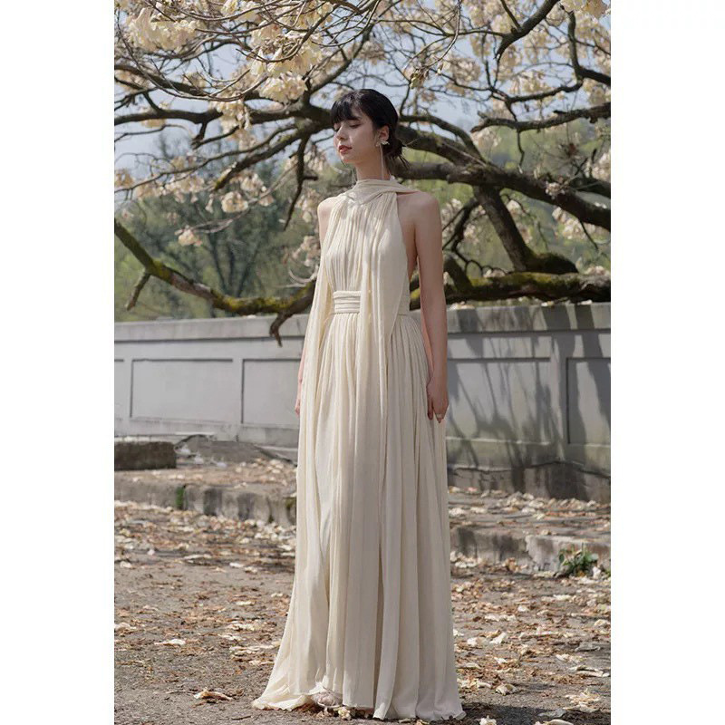 希臘女神 露背收腰長洋裝