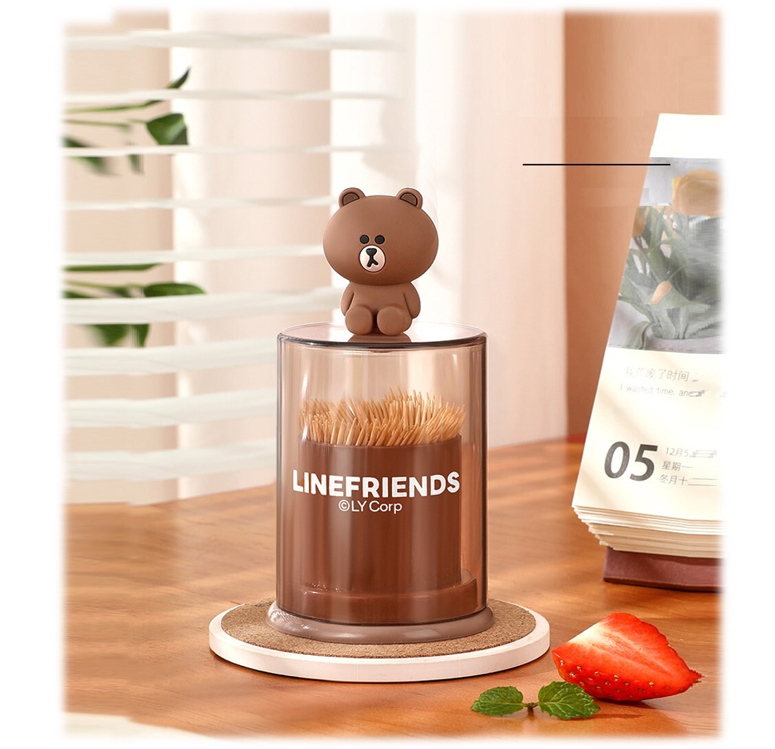 LINE FRIENDS| 牙籤筒 棉花棒盒 |Brown