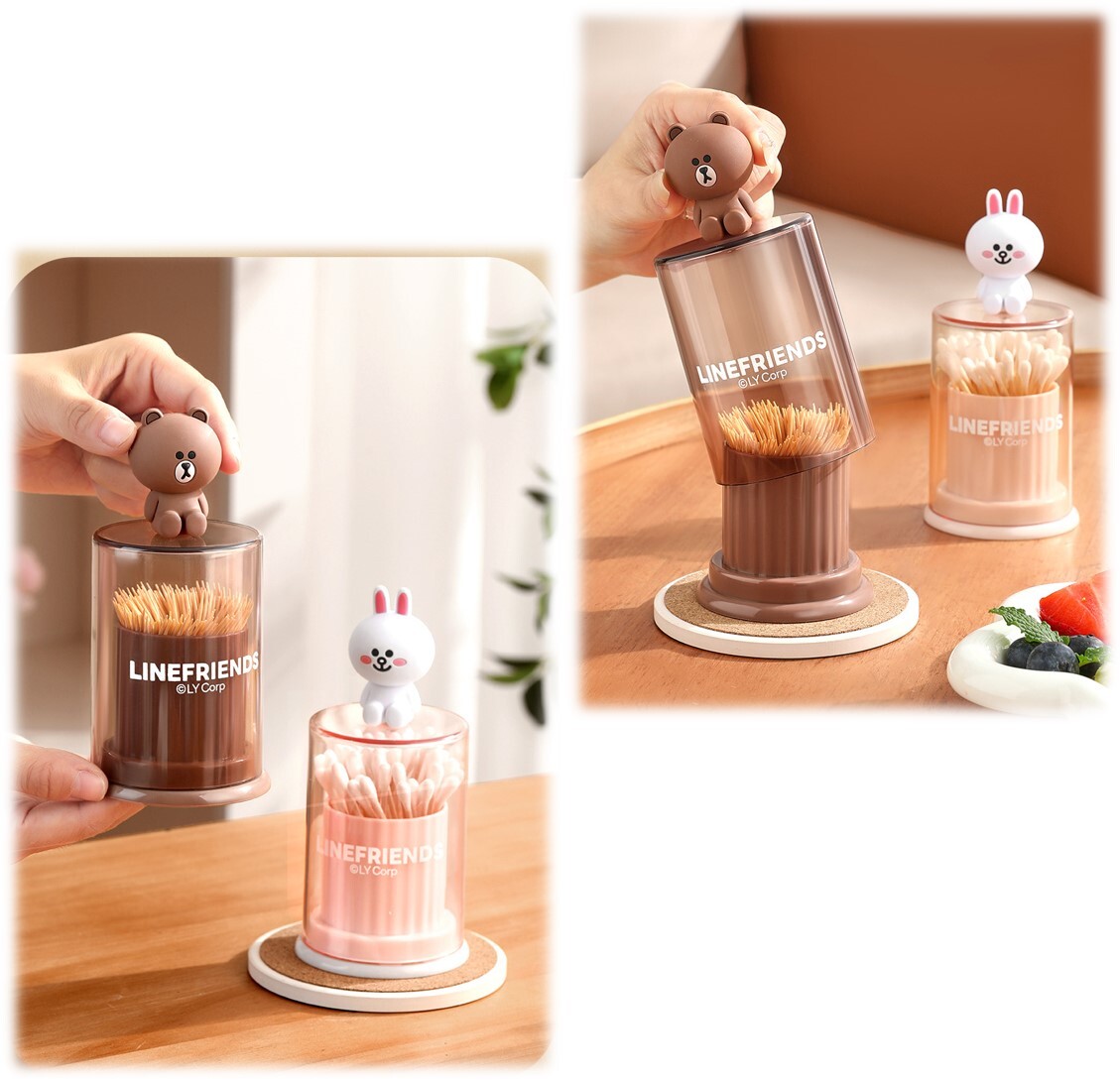 LINE FRIENDS| 牙籤筒 棉花棒盒 |Brown