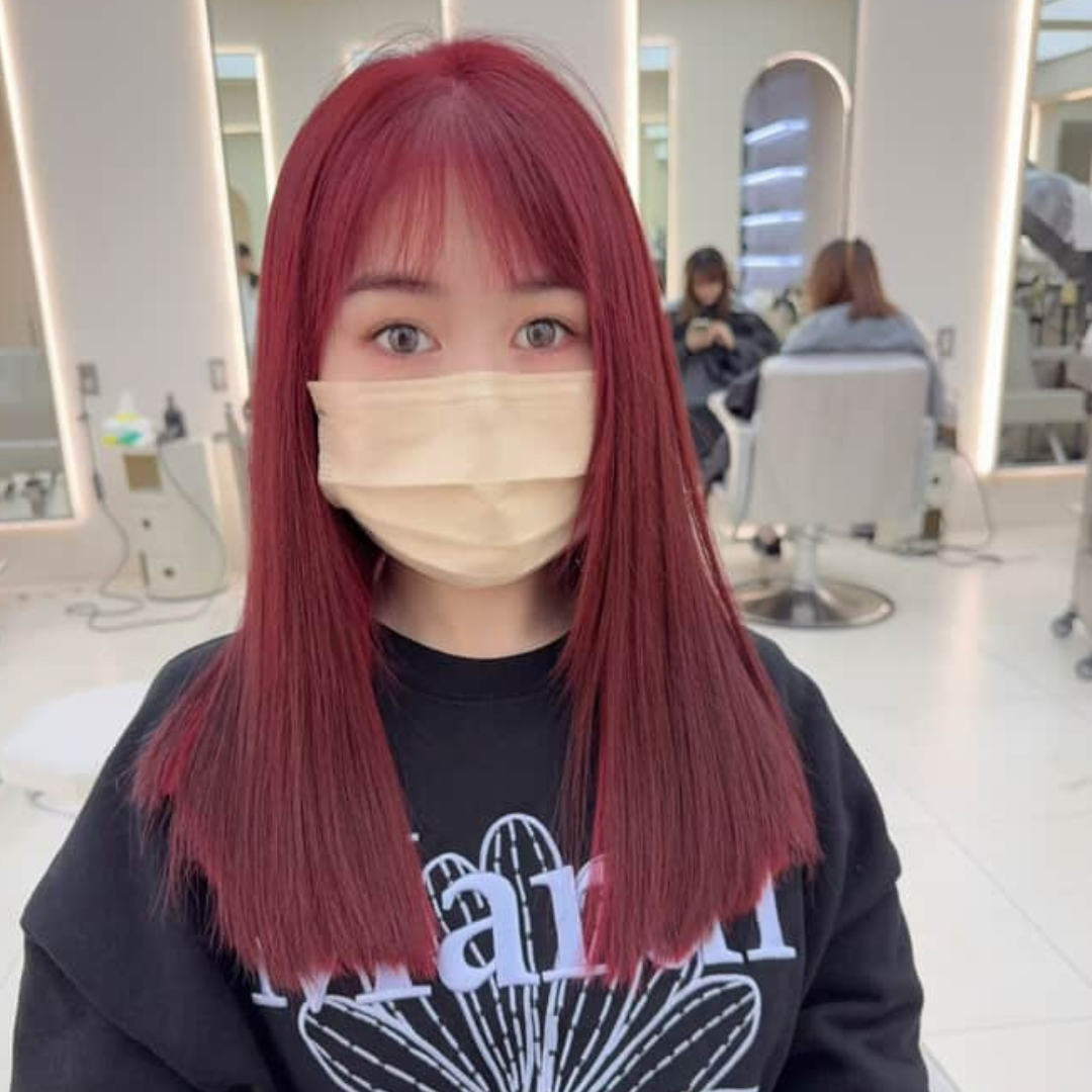 瑄瑄霧染風染髮作品-火紅漸層玫紅