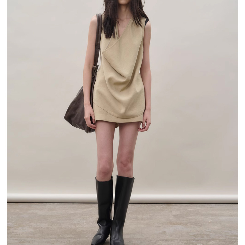 率性廢土風 垂墜盪領+迷你短褲裙(2件組)