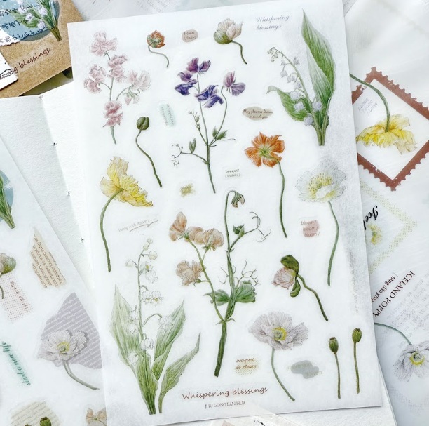 竹工凡花．夏季的呢喃祝福 轉印貼紙包 花的姿態/花的細語