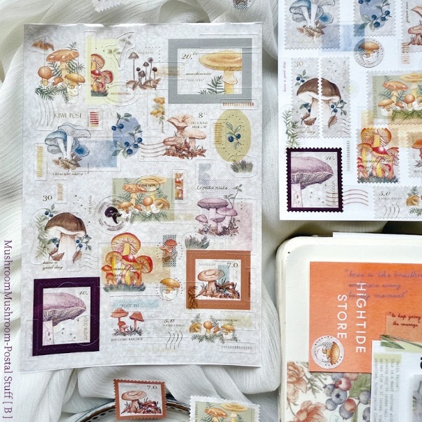 竹工凡花．蕈菇郵物 割型貼紙組合[B]