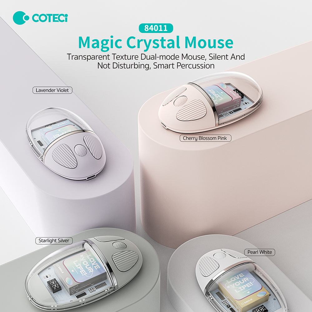 COTECI 無線水晶藍芽滑鼠 支援Bluetooth 5.0 七色背光