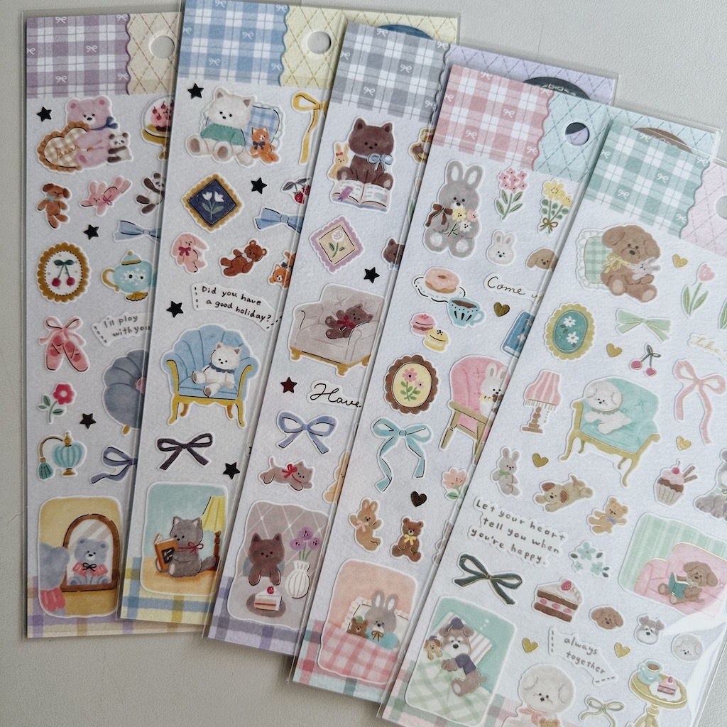 Doudou 毛茸茸小動物 燙金上質紙貼紙｜日本Mind Wave