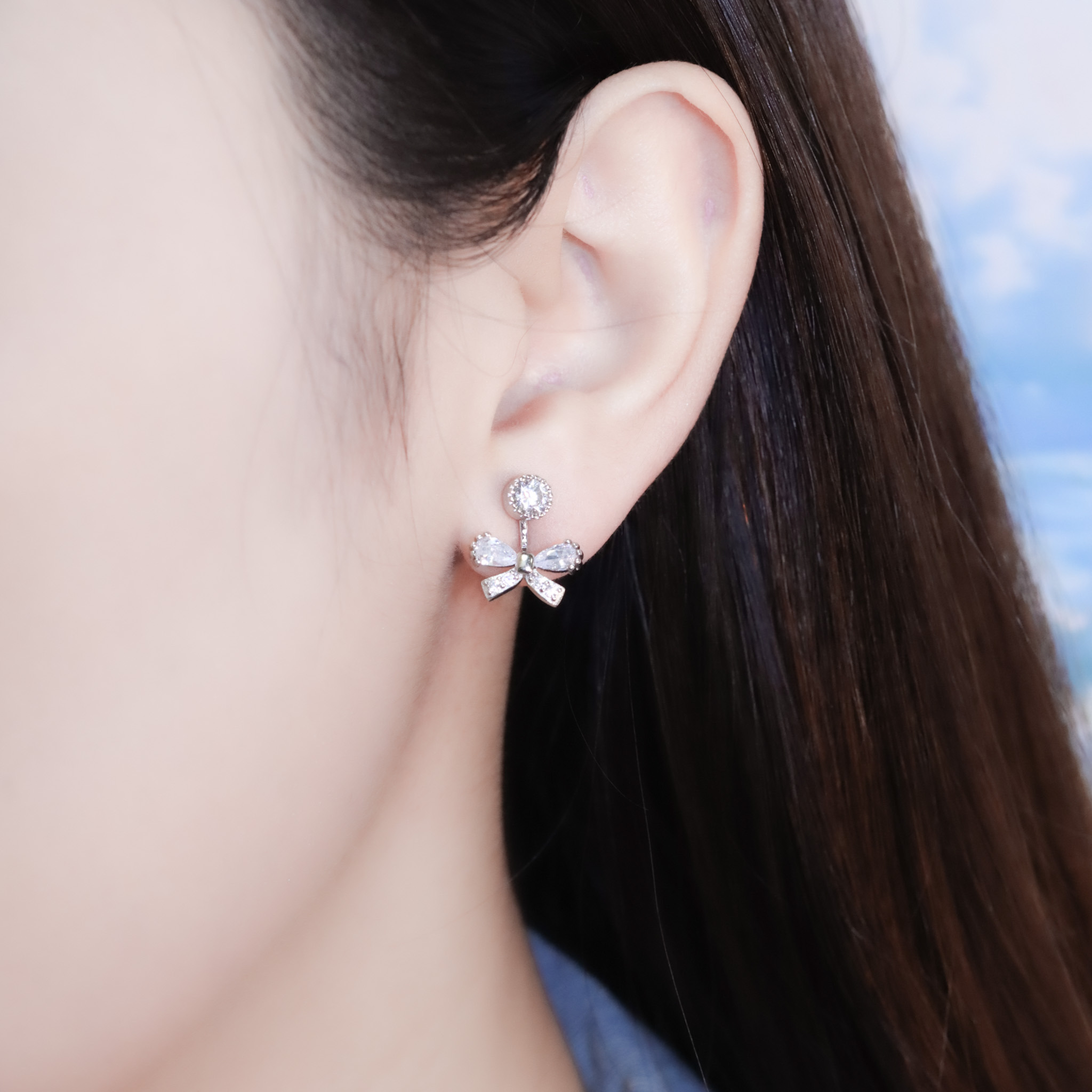 | 925純銀・白金・玫瑰金 | 少女心小結耳環 (銀/玫瑰金) | EA1004 |