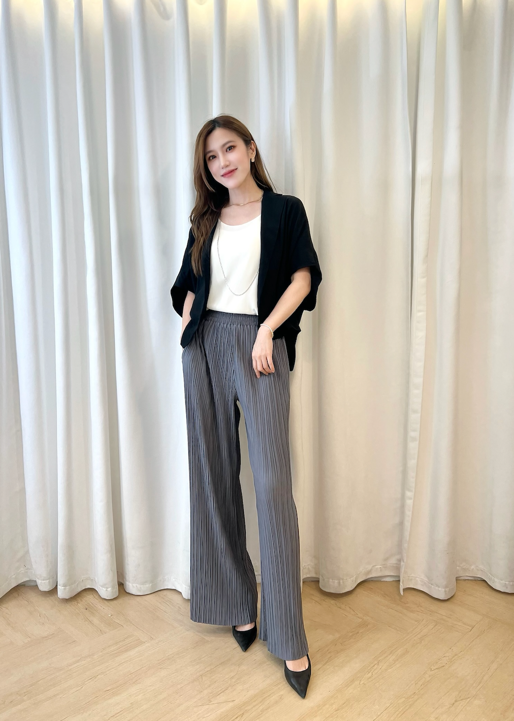 舒適翻領短寬袖外套