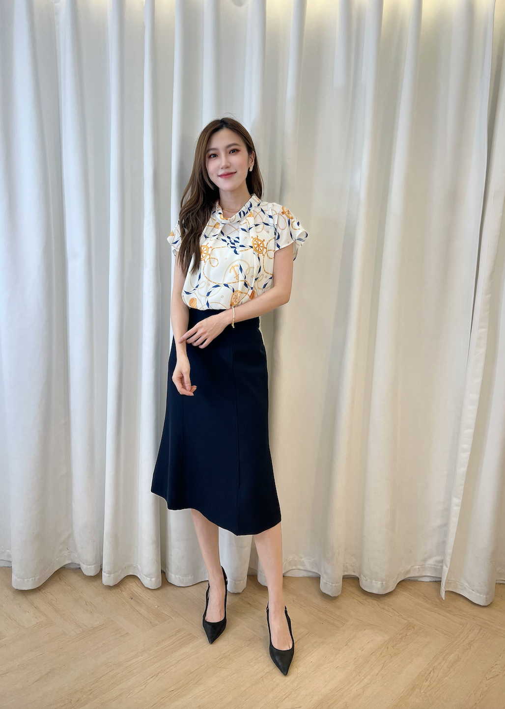 典雅素面修身魚尾裙