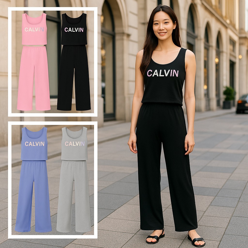 【預購】Calvin Klein  Jersey  G053007 女童背心長褲套裝4件套