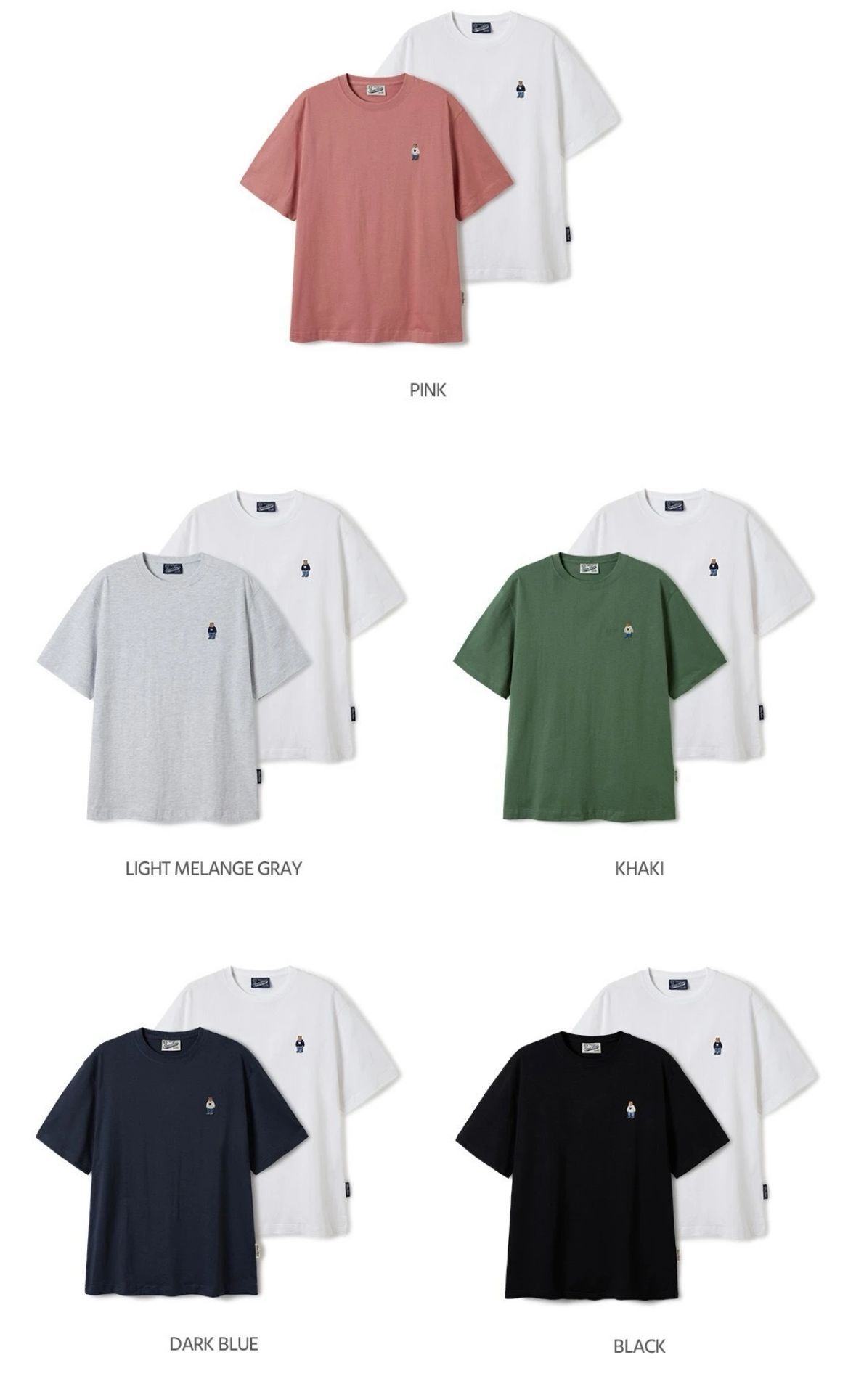 【預購】WHO.A.U G071429 小熊全身logo男女同款短袖2件裝