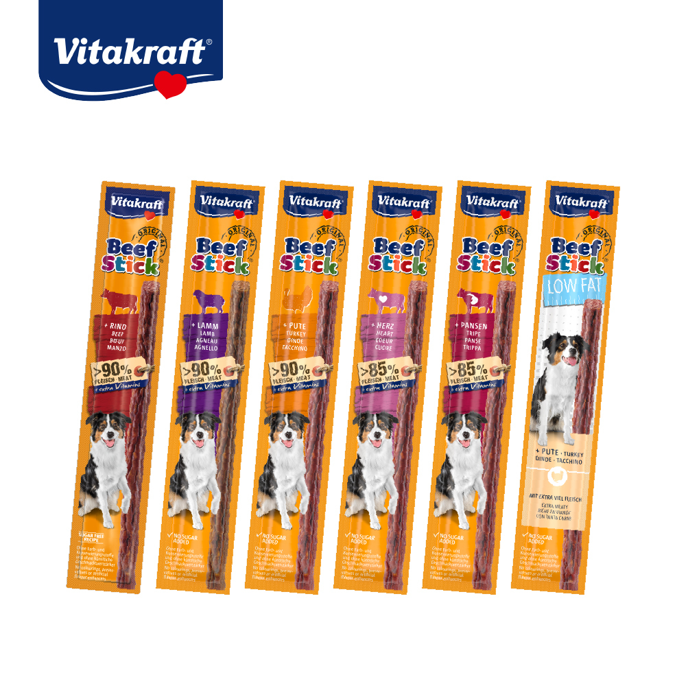 Vitakraft 衛塔卡夫｜牛肉條系列 12g 單條入(牛肉/羊肉/火雞/牛心/低脂/牛肚)