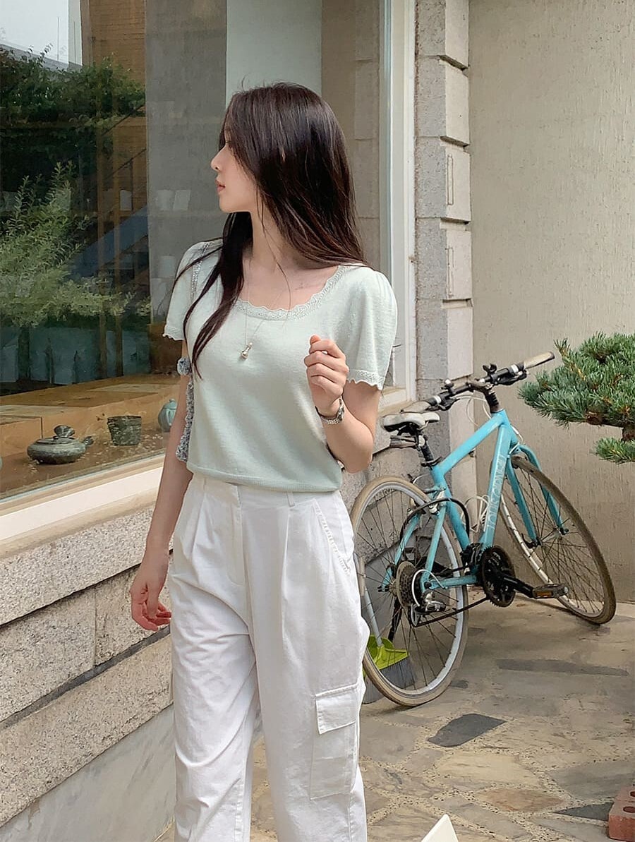 韓國Cherrykoko授權 日光編織輕柔波紋領邊上衣【MADE, CRKO】系列