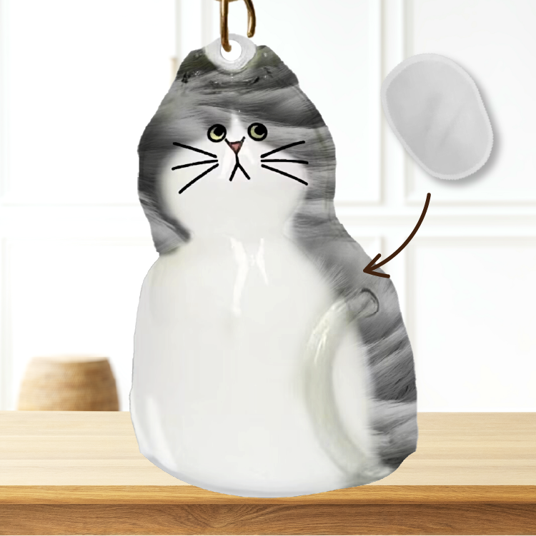 透明貓毛收集器 - 小八貓 (ハチワレ)