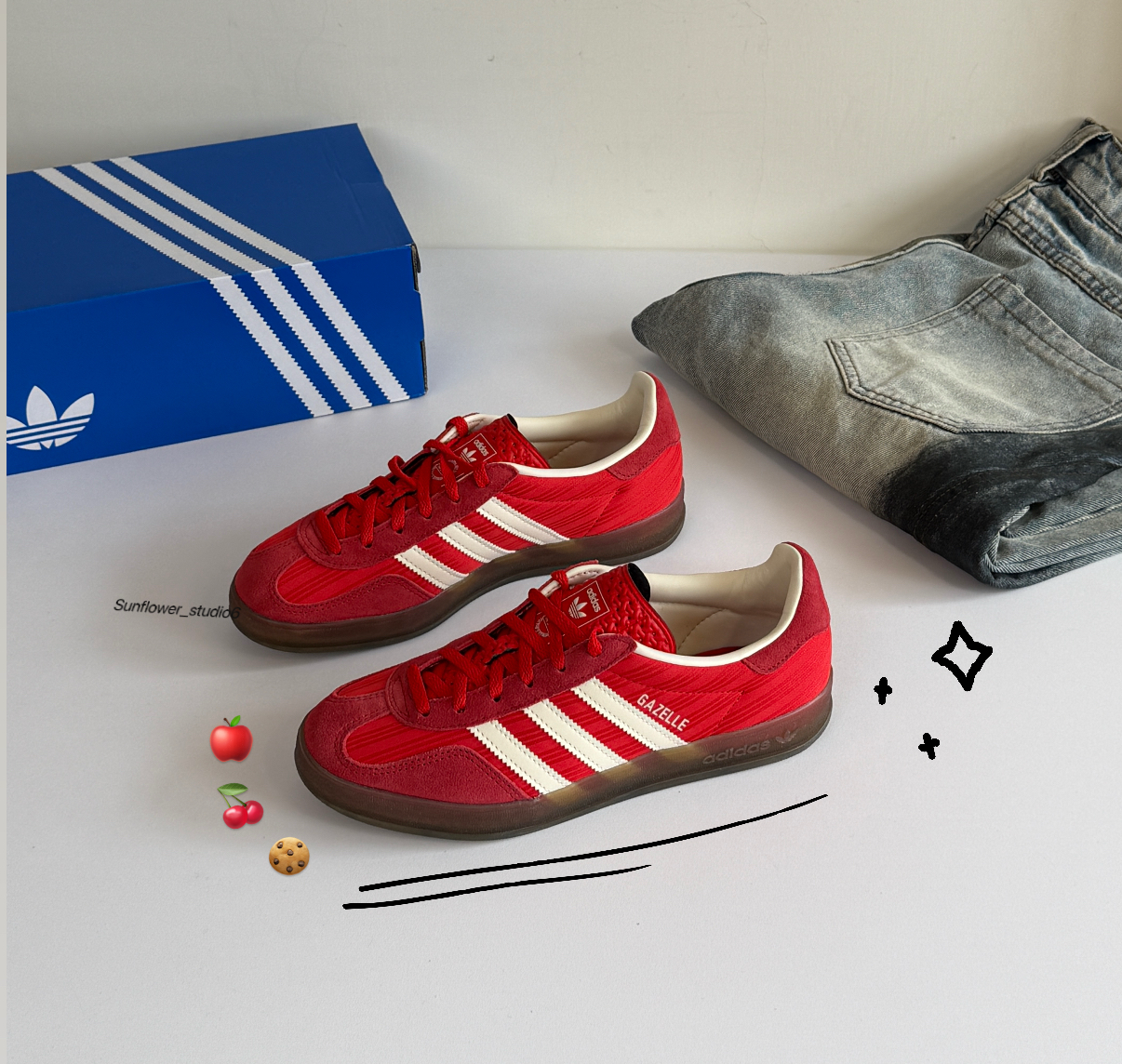 Adidas Gazelle Indoor 櫻桃餅乾 紅白 麂皮 焦糖底 德訓鞋 復古 JS1411/預購