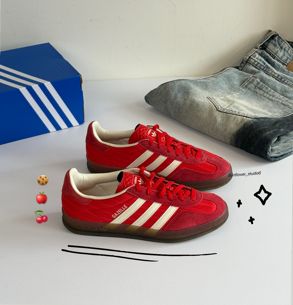 Adidas Gazelle Indoor 櫻桃餅乾 紅白 麂皮 焦糖底 德訓鞋 復古 JS1411/預購