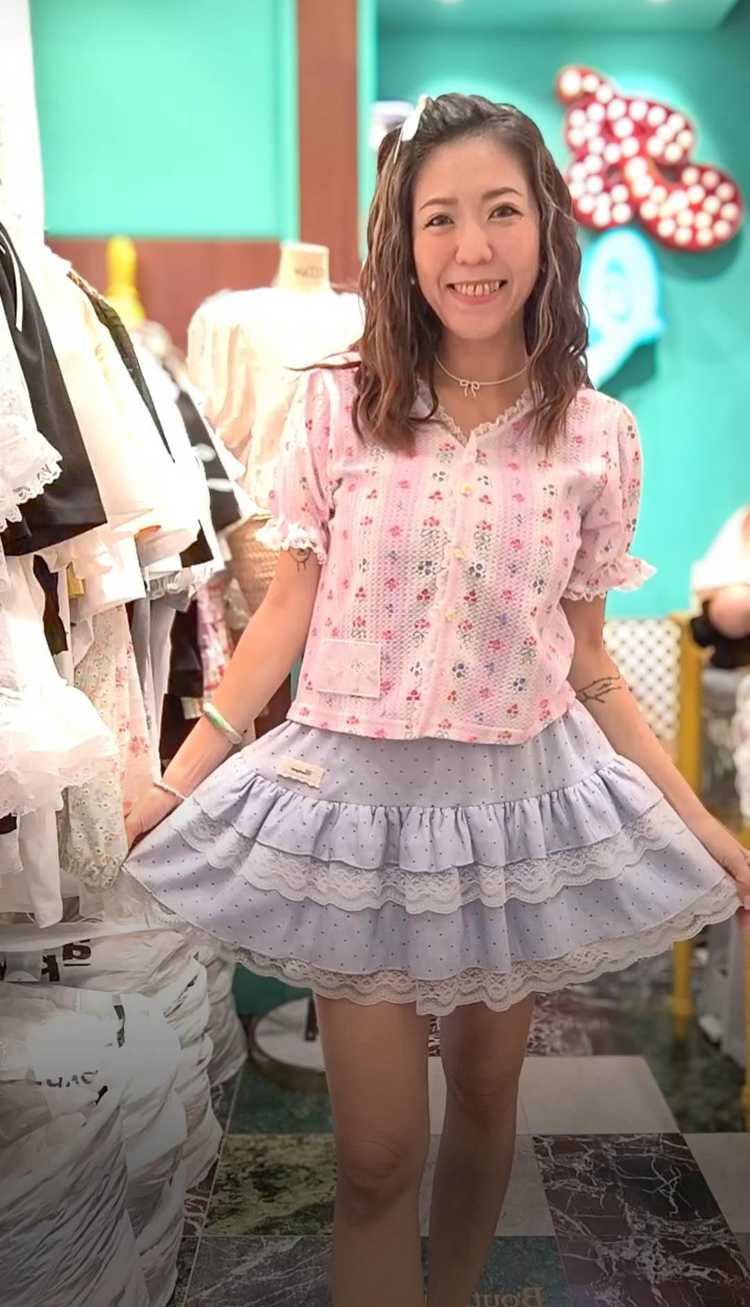 🥰PM_K2739  ▶️雙層點點 蕾絲短裙 👉W:cm H:cm L:cm👈