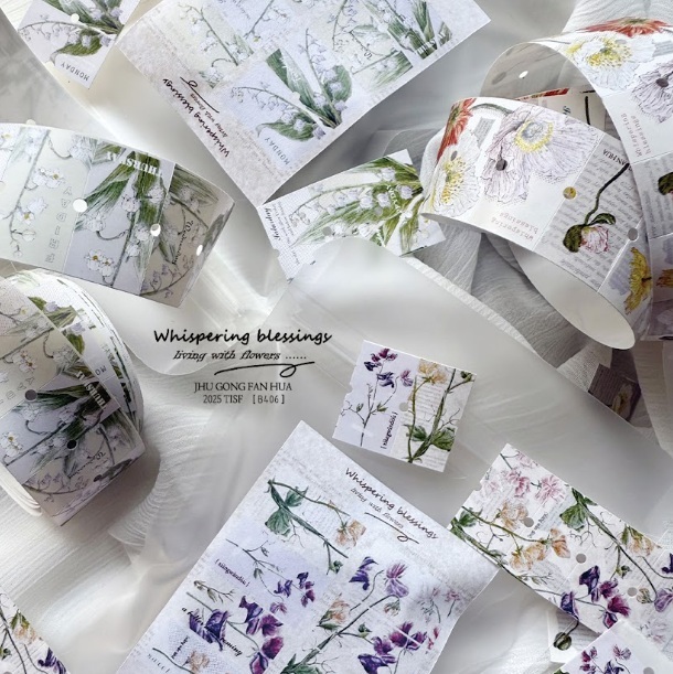 竹工凡花．夏季呢喃祝福系列 標籤機貼紙膠帶 共三款 <整捲/綜合分裝>