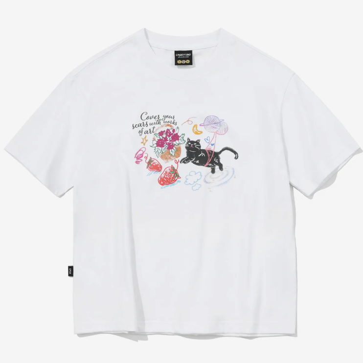 CPGN STUDIO / DTP Doodle Art Cropped Short T-shirt / White /  JUL25