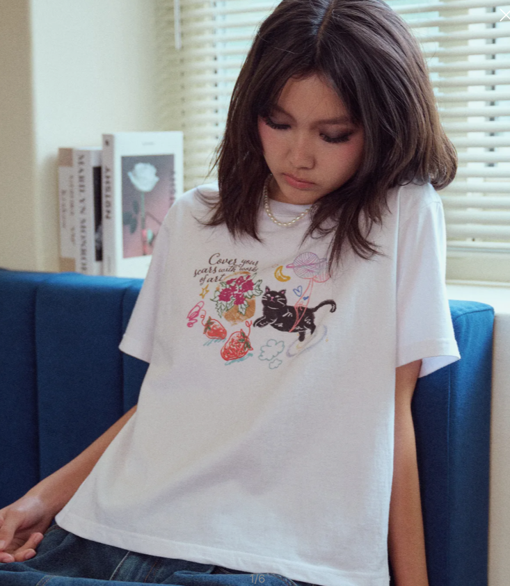 CPGN STUDIO / DTP Doodle Art Cropped Short T-shirt / White /  JUL25