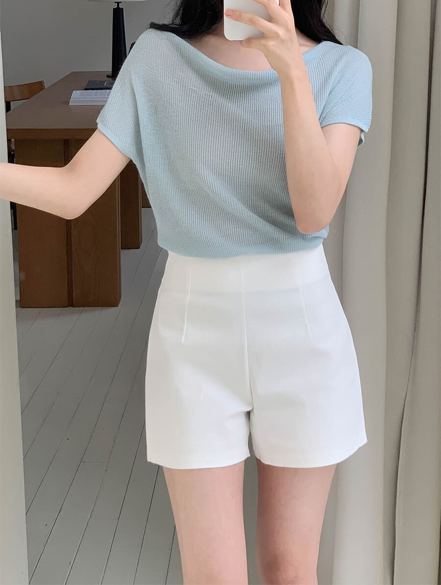 韓國Cherrykoko授權 恬靜絲柔垂墜透感壓紋針織上衣