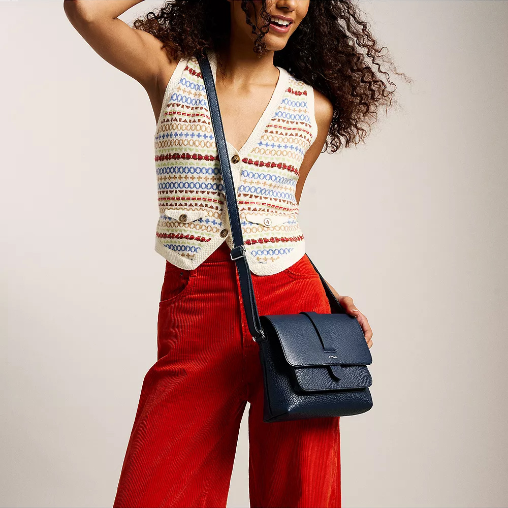 Kinley 真皮翻蓋方包-海軍藍 ZB7878545