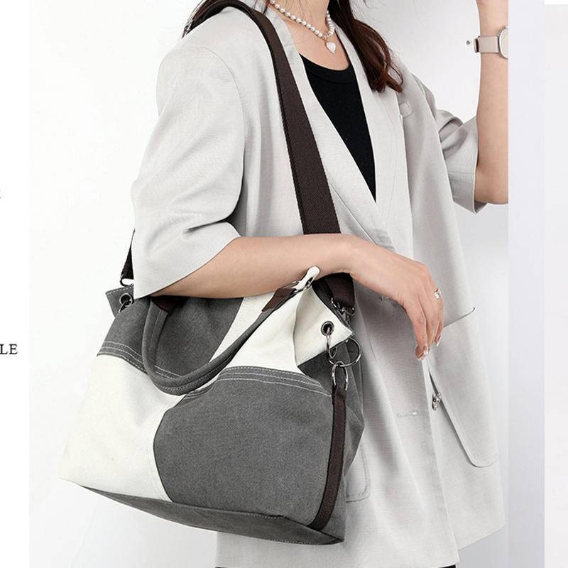帆布包 斜背包女  時尚包包 百搭包包 休閒包 女生包包 手提包 斜挎包 新款 撞色包 單肩女包 313