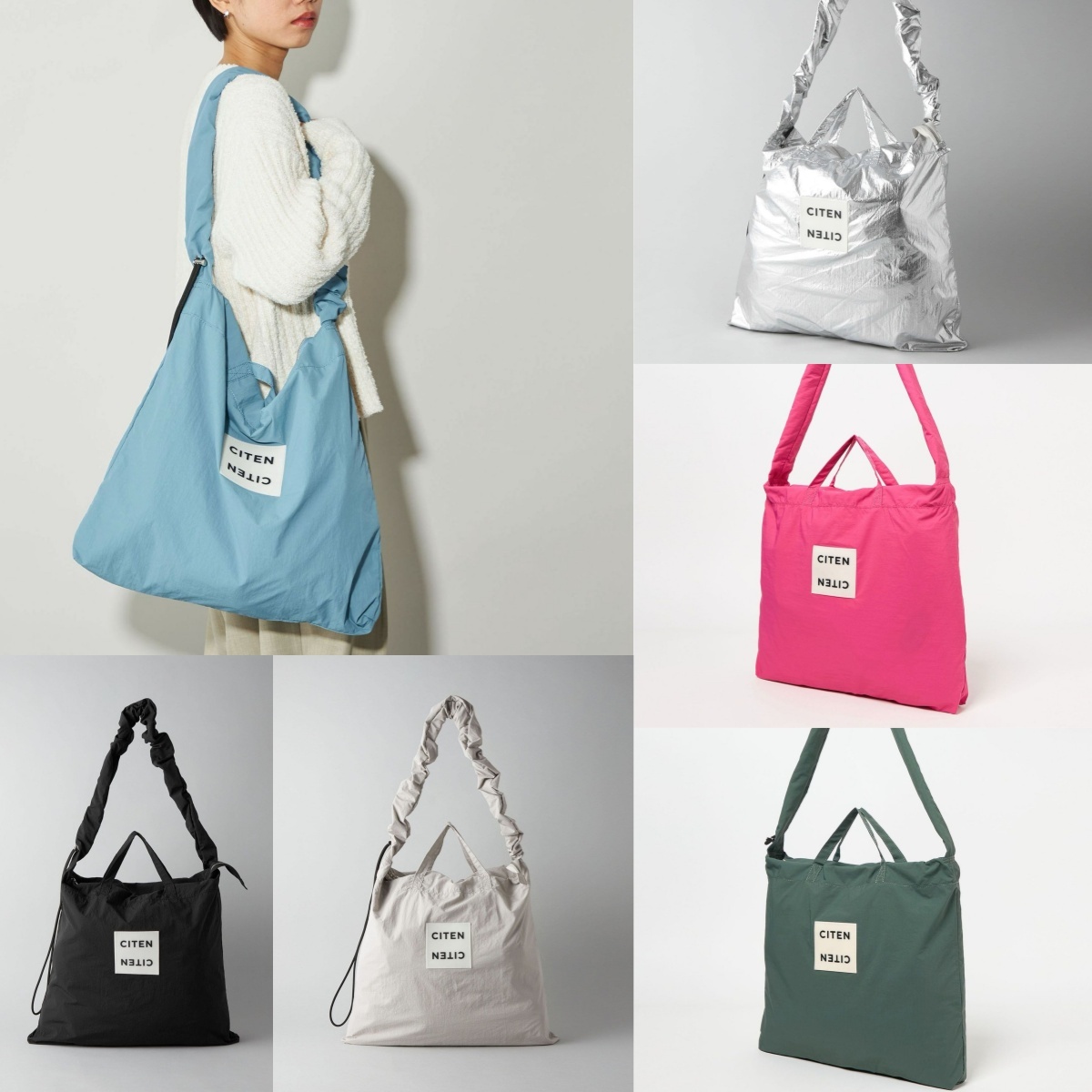 預購┃日本 CITEN ZIP 3WAY 束繩 褶皺 托特包 手提包 肩背包