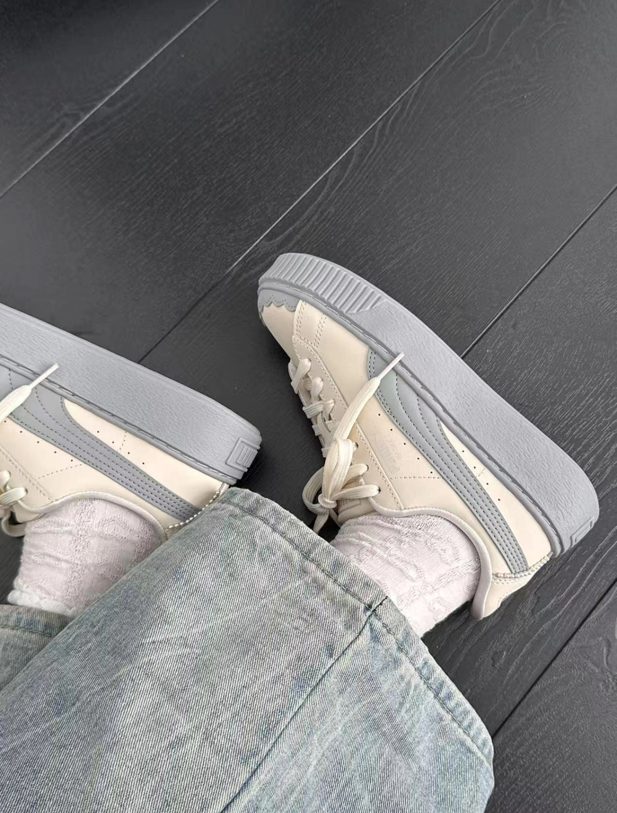 Puma Platform 灰白鬆糕鞋 米白色 灰色 皮革 厚底 增高 女款 398910-04/預購