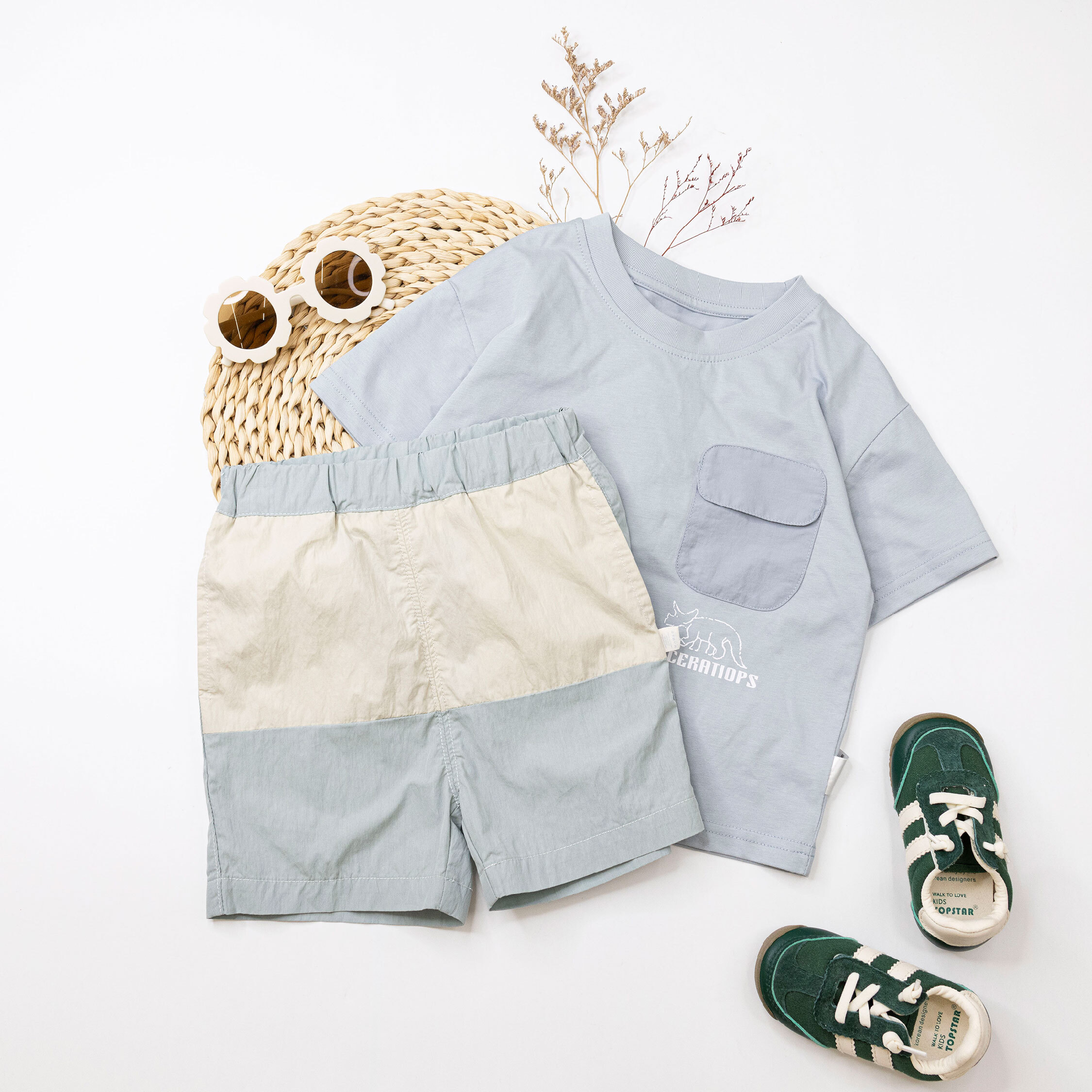 【H50688】流行色塊拼接設計短褲