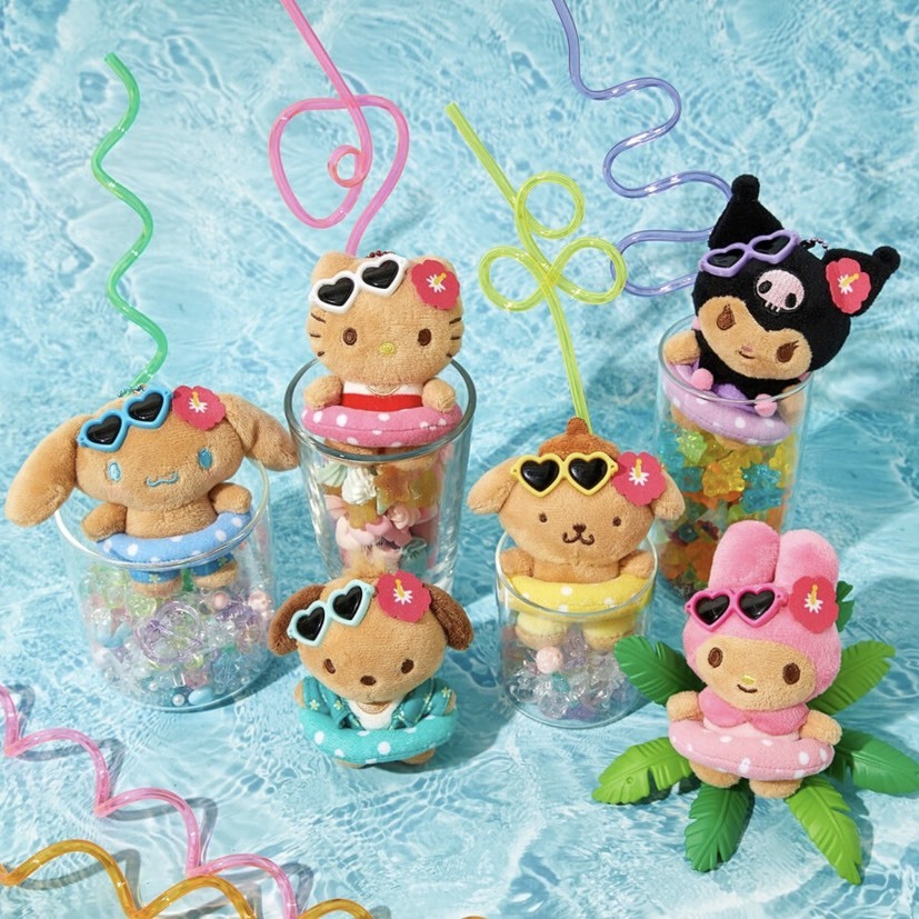 韓國限定 Sanrio 三麗鷗 x olive young 聯名款 曬傷 黑皮 夏威夷泳圈 kitty 美樂蒂 庫洛米 大耳狗 布丁狗 帕恰狗 吊飾