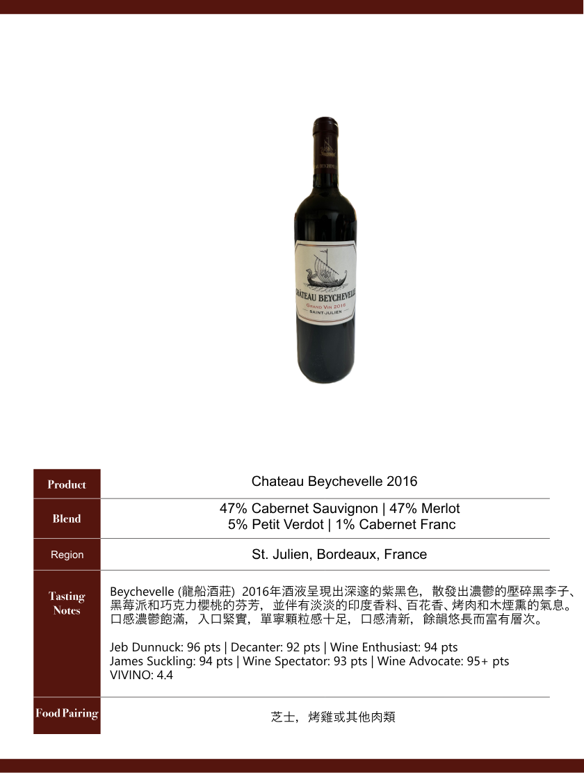 Chateau Beychevelle 大龍船 2016
