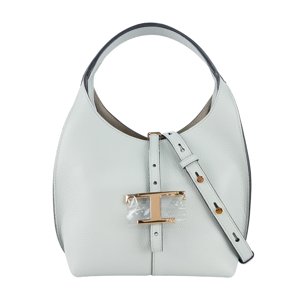 【Tod's】T Timeless 小牛皮手提/斜背迷你二用包(藍灰色)