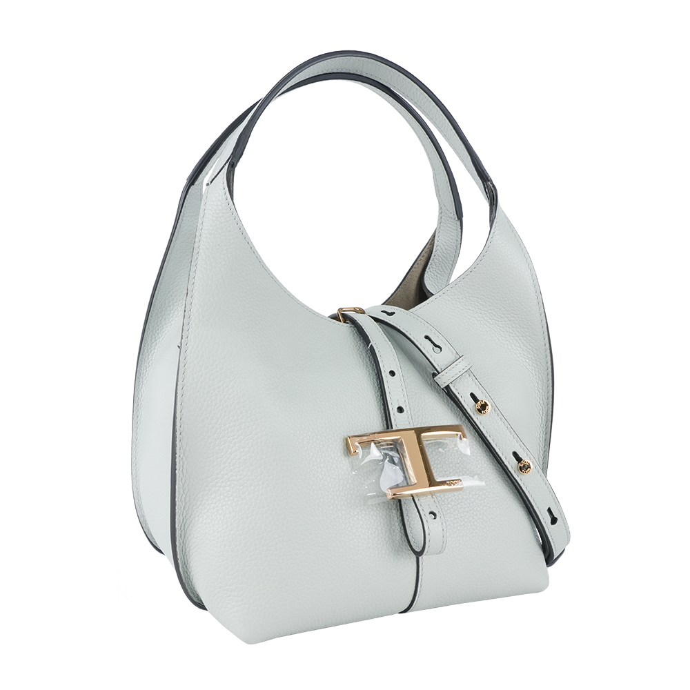 【Tod's】T Timeless 小牛皮手提/斜背迷你二用包(藍灰色)