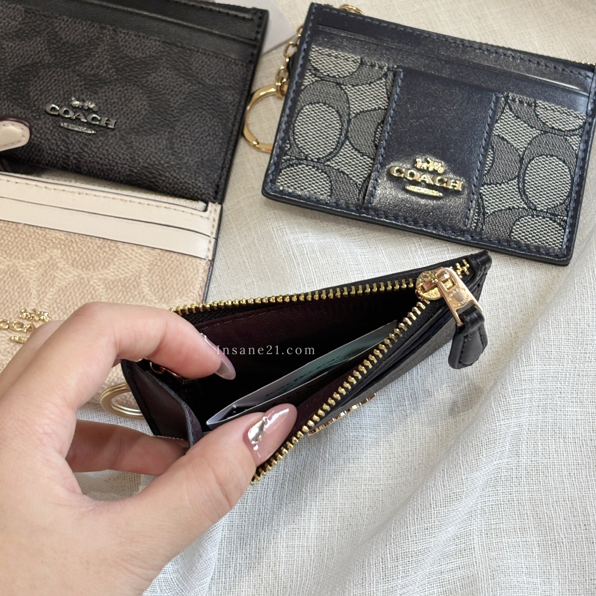 COACH 票卡夾 零錢包 防刮材質 立體LOGO 共四色/現貨