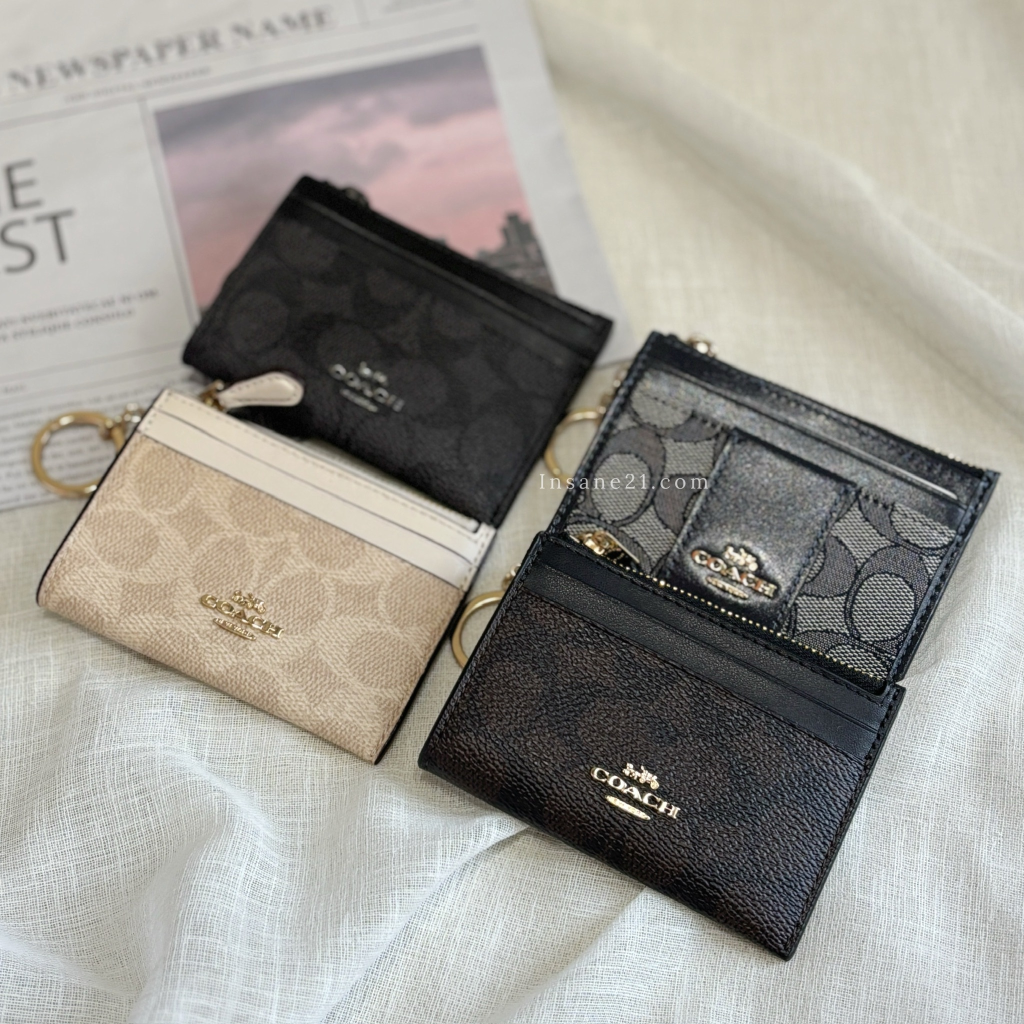 COACH 票卡夾 零錢包 防刮材質 立體LOGO 共四色/現貨