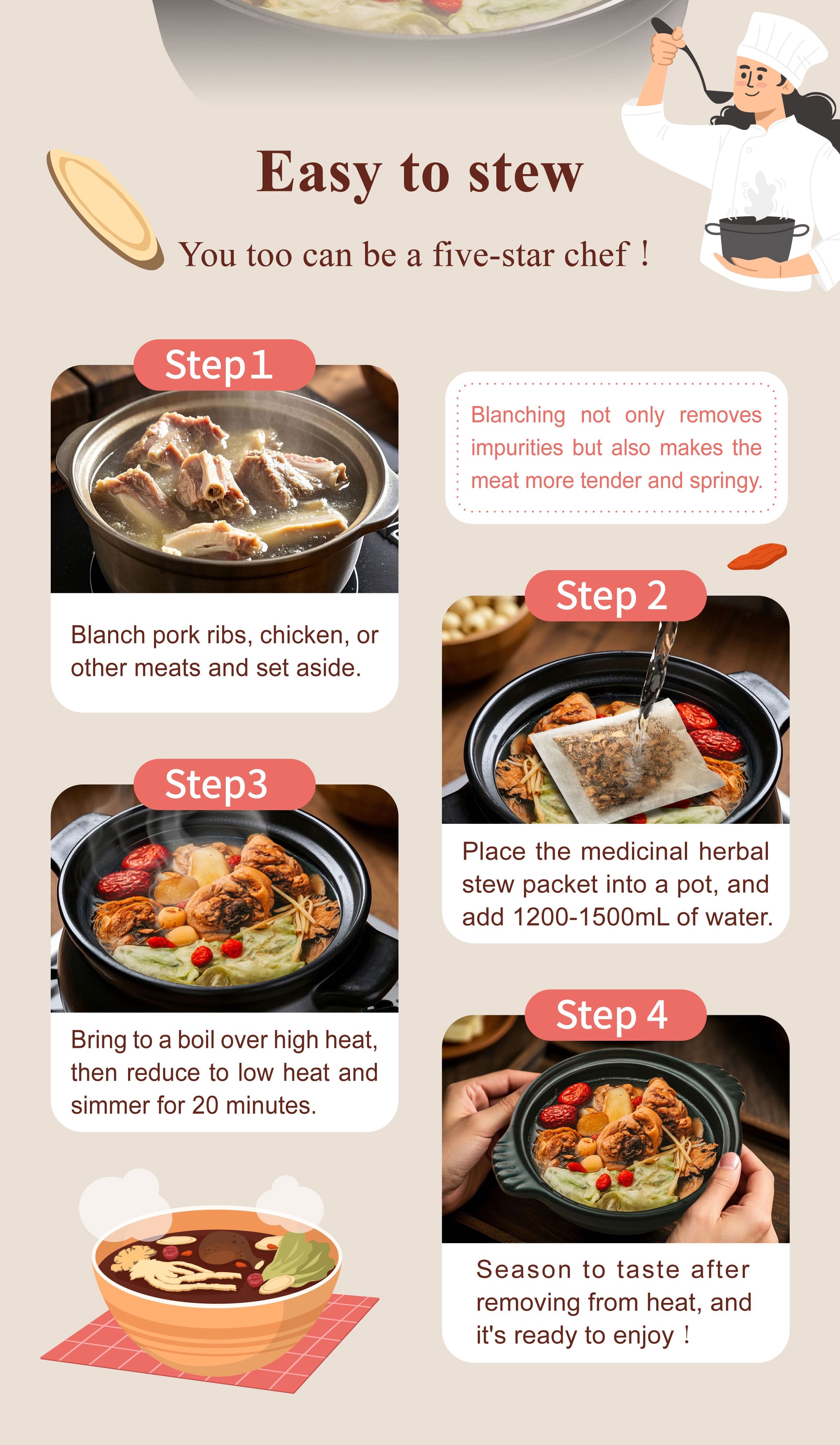 Dengyi Wine Cooked Chicken Soup Kit Stewing method